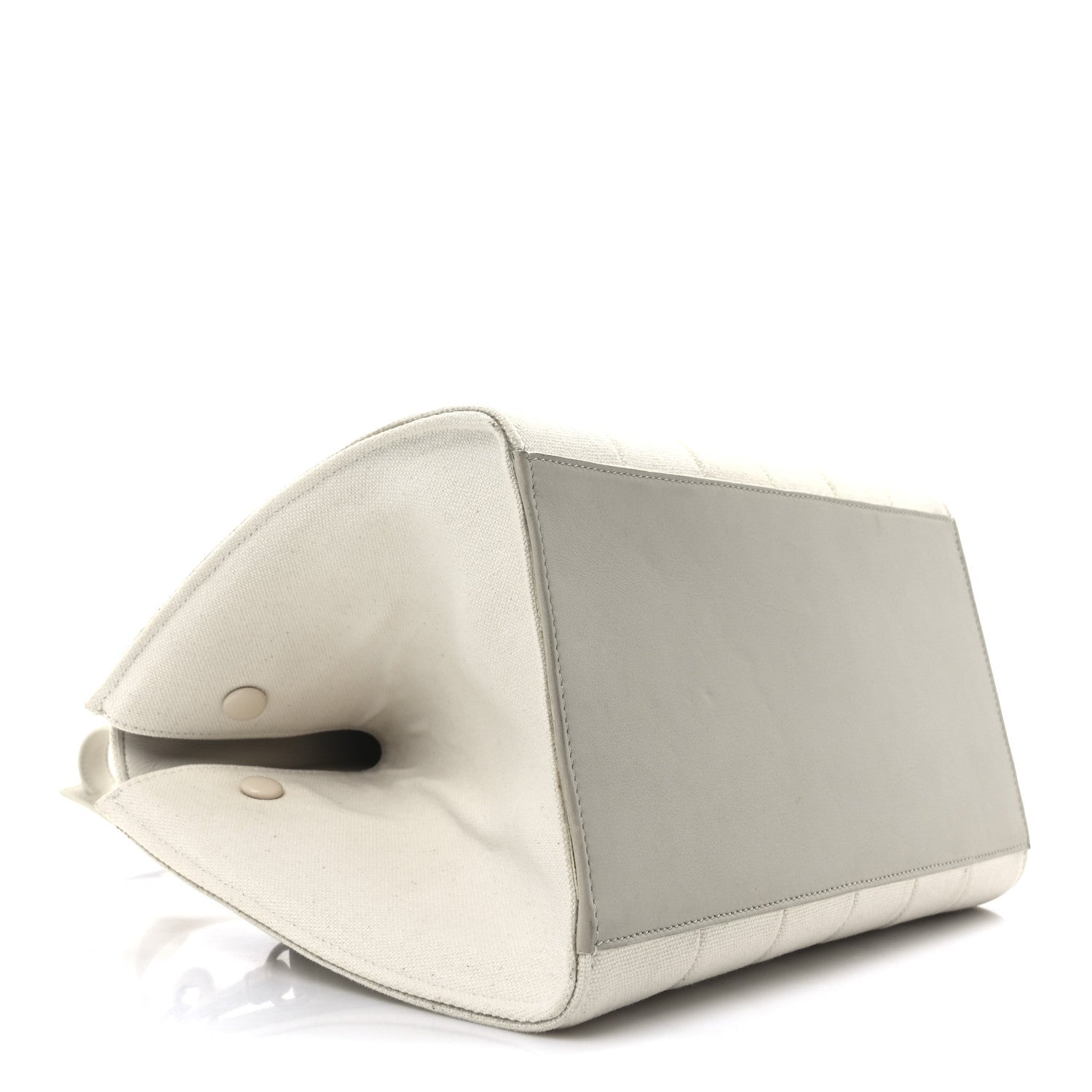 Canvas Calfskin Quilted Small Trapeze White