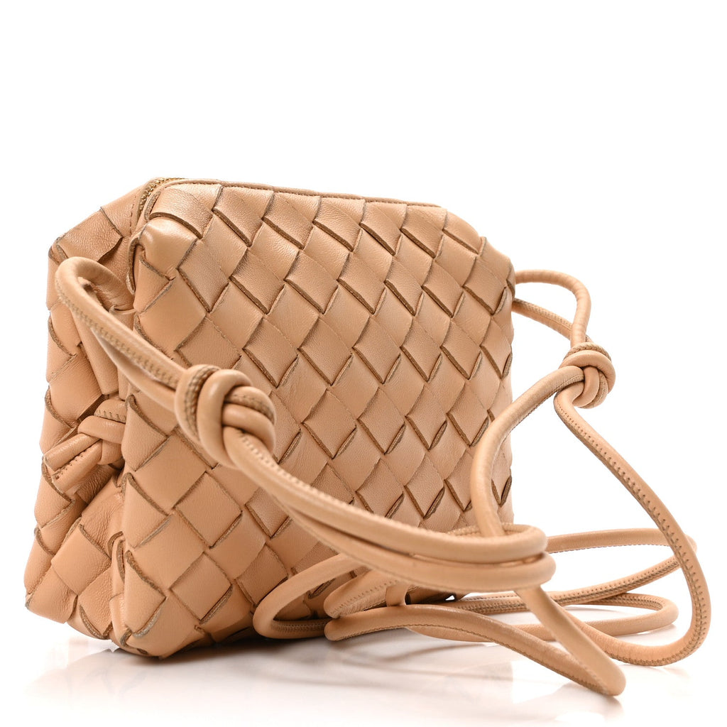 Nappa Intrecciato Mini Loop Camera Bag Almond