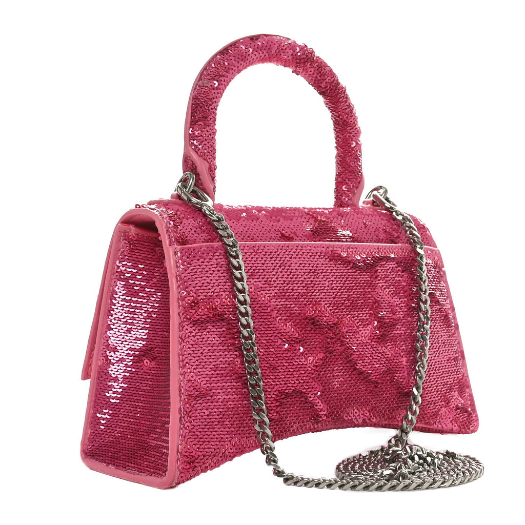 Sequin Hourglass Top Handle Bag XS Pink