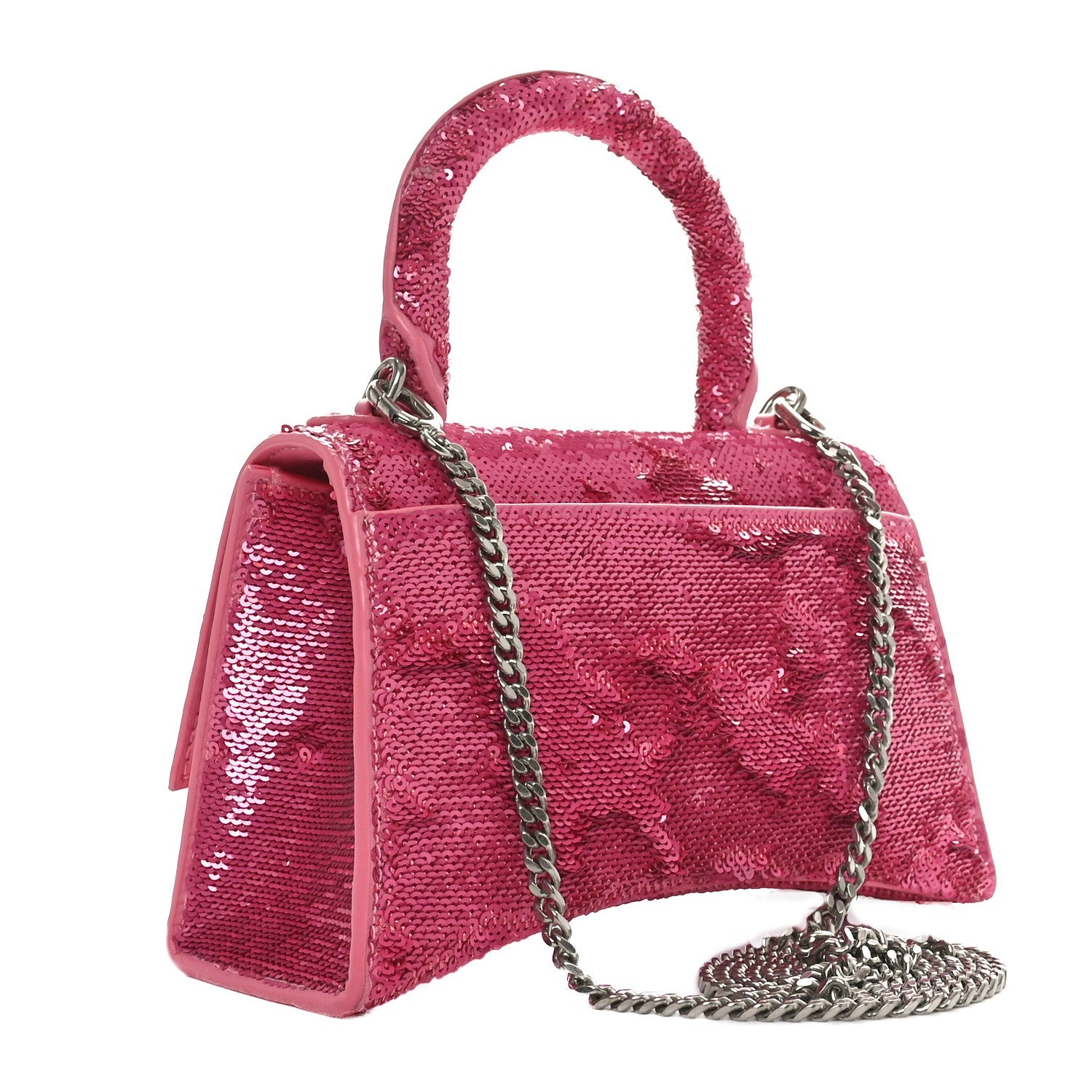 Sequin Hourglass Top Handle Bag XS Pink