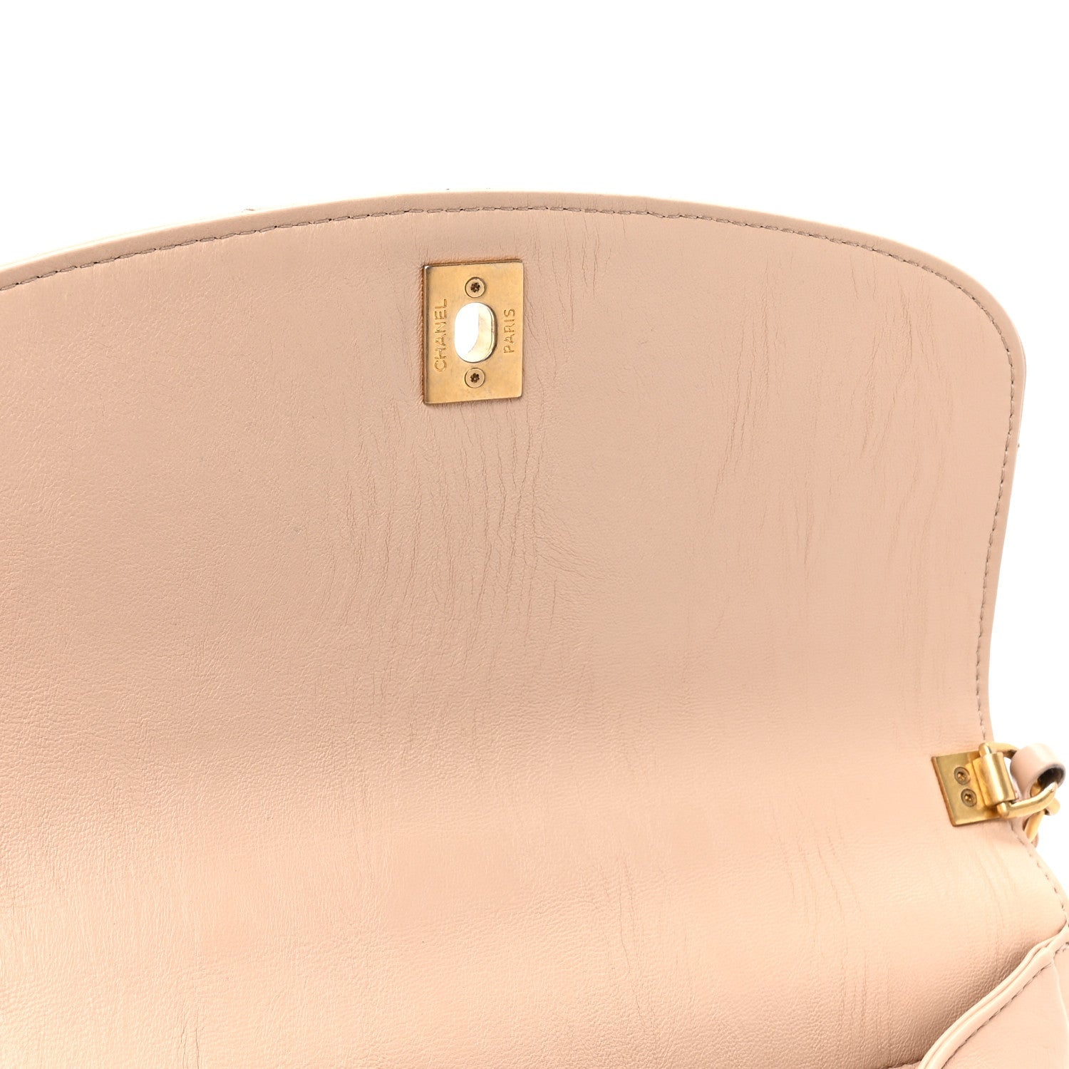 Crumpled Lambskin Quilted Small CC Links Top Handle Flap Beige
