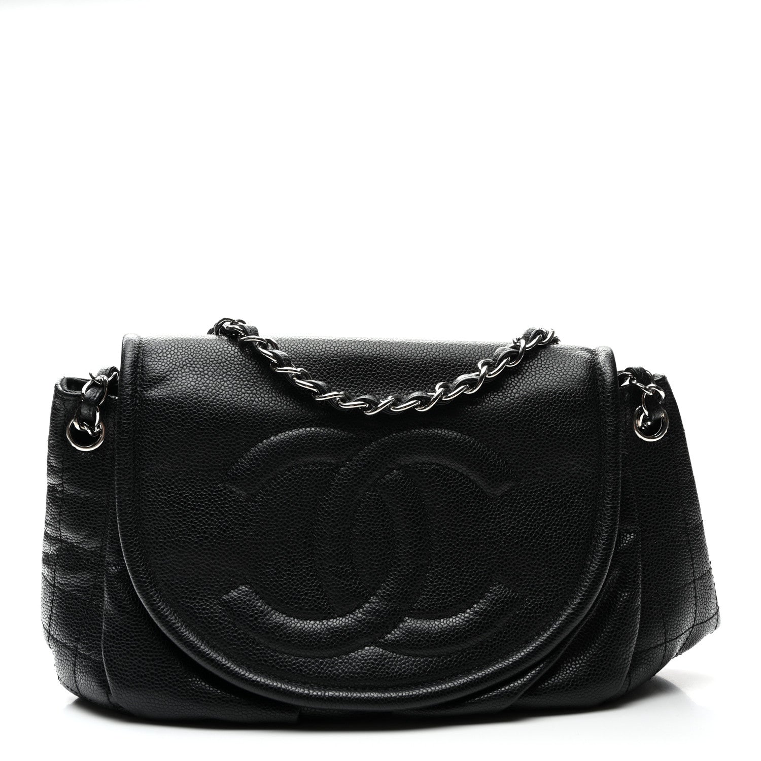 Caviar Half Moon Large Flap Black