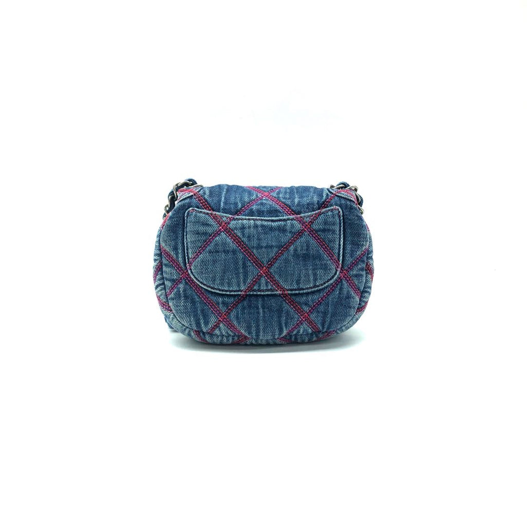 Chanel Half Moon Flap Canvas Shoulder Bag