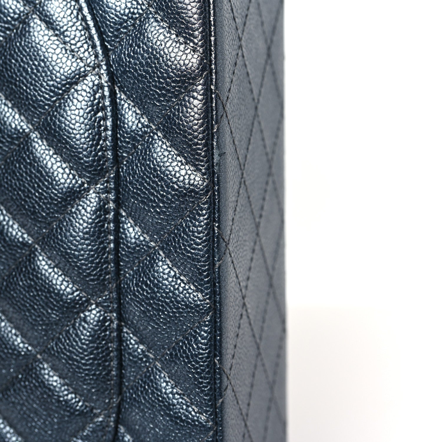 Metallic Caviar Quilted Maxi Double Flap Charcoal