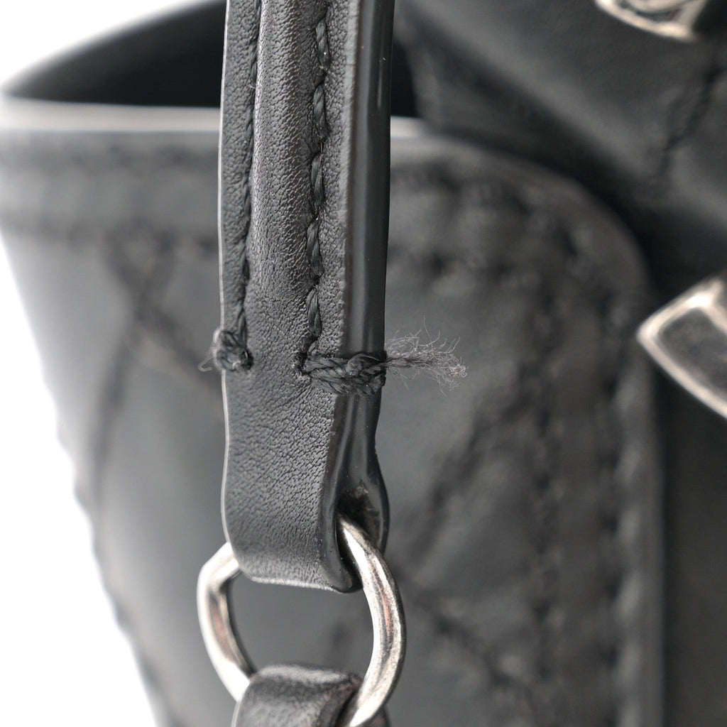 Grained Calfskin CC Pocket Tote Black