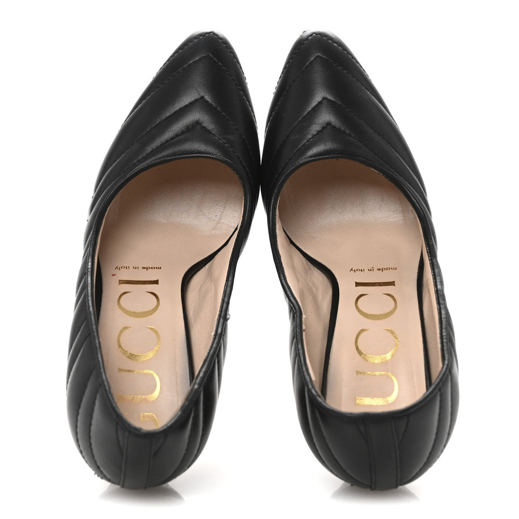 Nappa Charlotte Chevron Matelasse Double G 95mm Pumps 37.5 Black