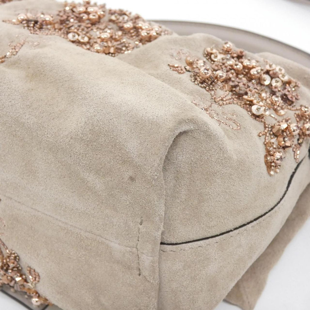 Fendi Mamma Baguette Small Suede Beads Sequins Shoulder Bag