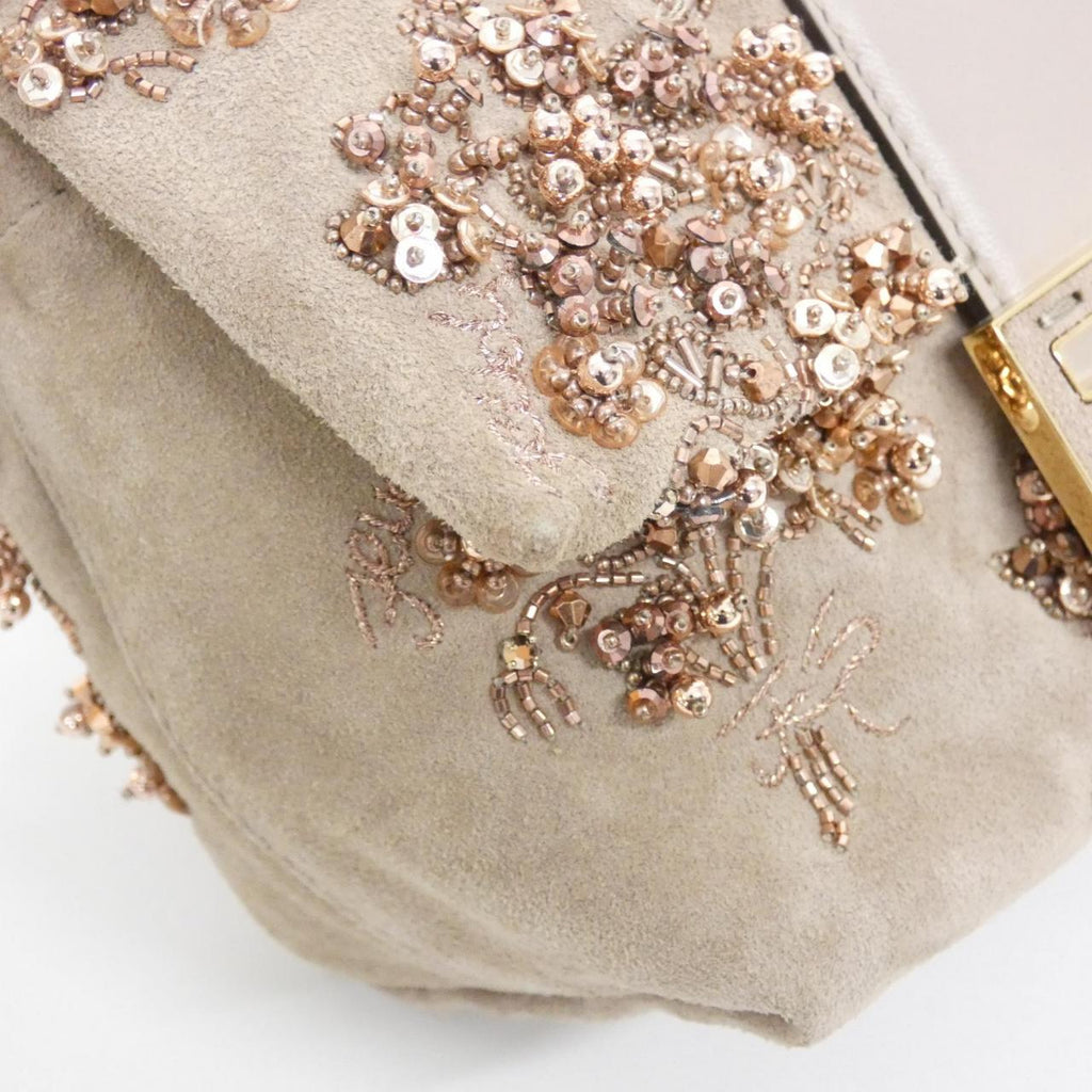 Fendi Mamma Baguette Small Suede Beads Sequins Shoulder Bag