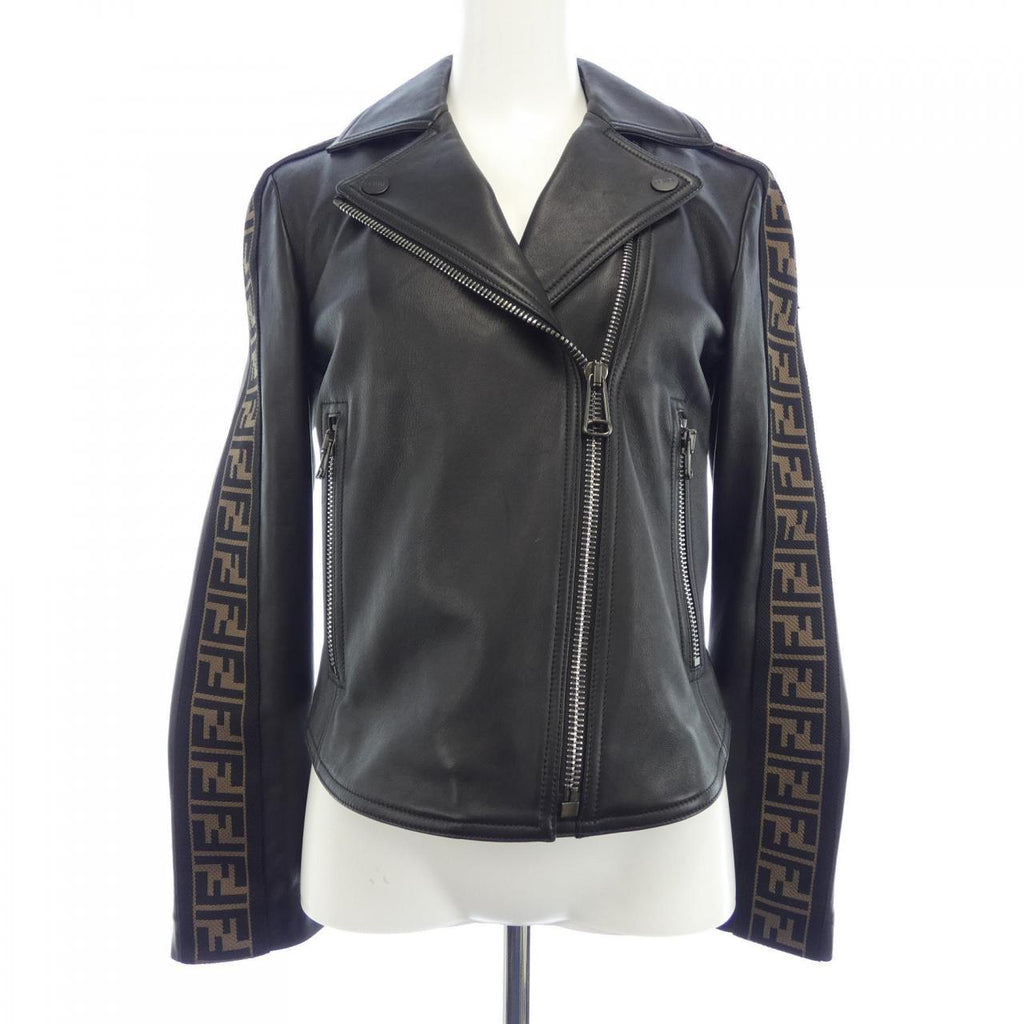 Fendi FPJ706 NBA Leather Riders Jacket