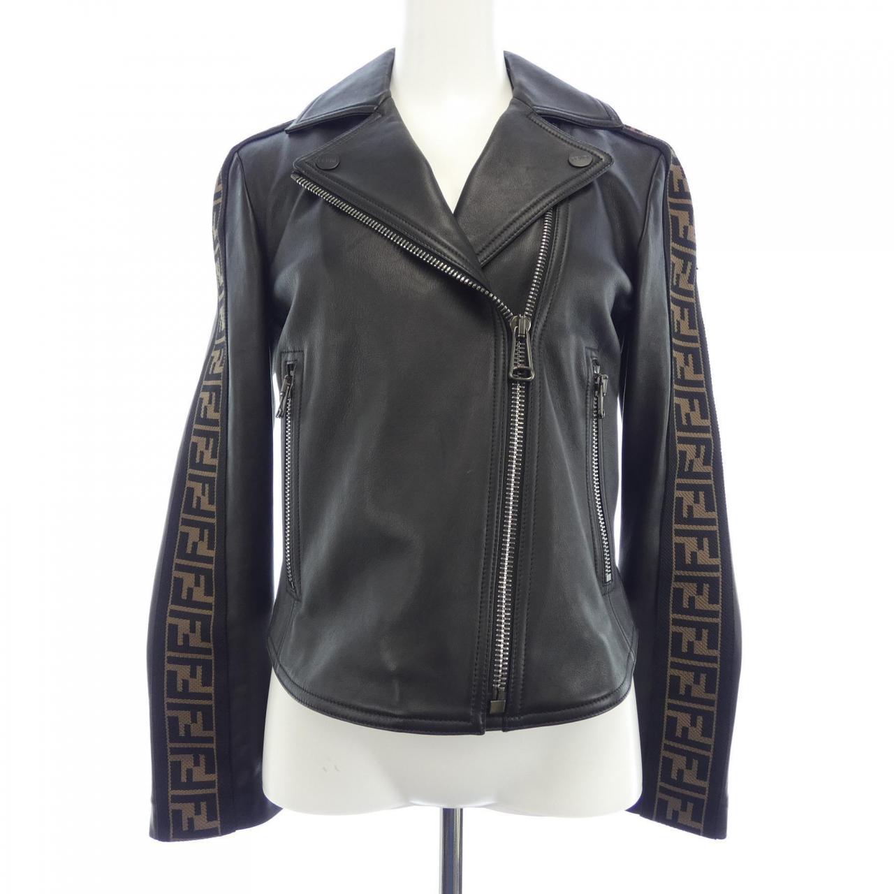 Fendi FPJ706 NBA Leather Riders Jacket