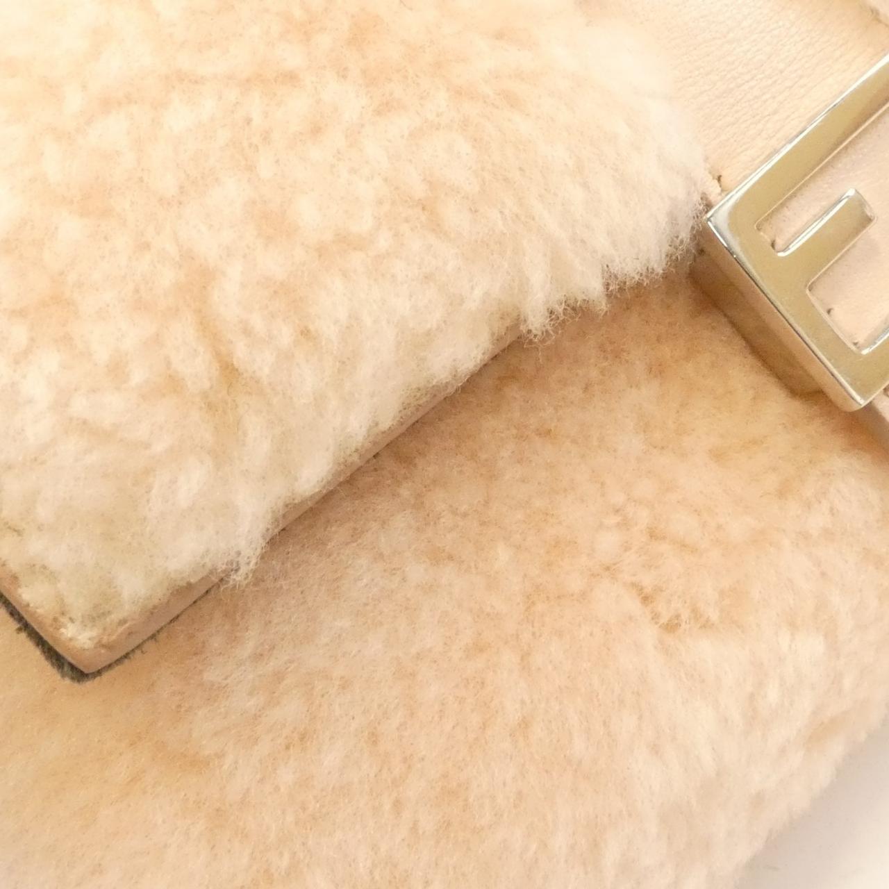 Fendi Micro Baguette Lambskin Lamb Fur Shoulder Bag