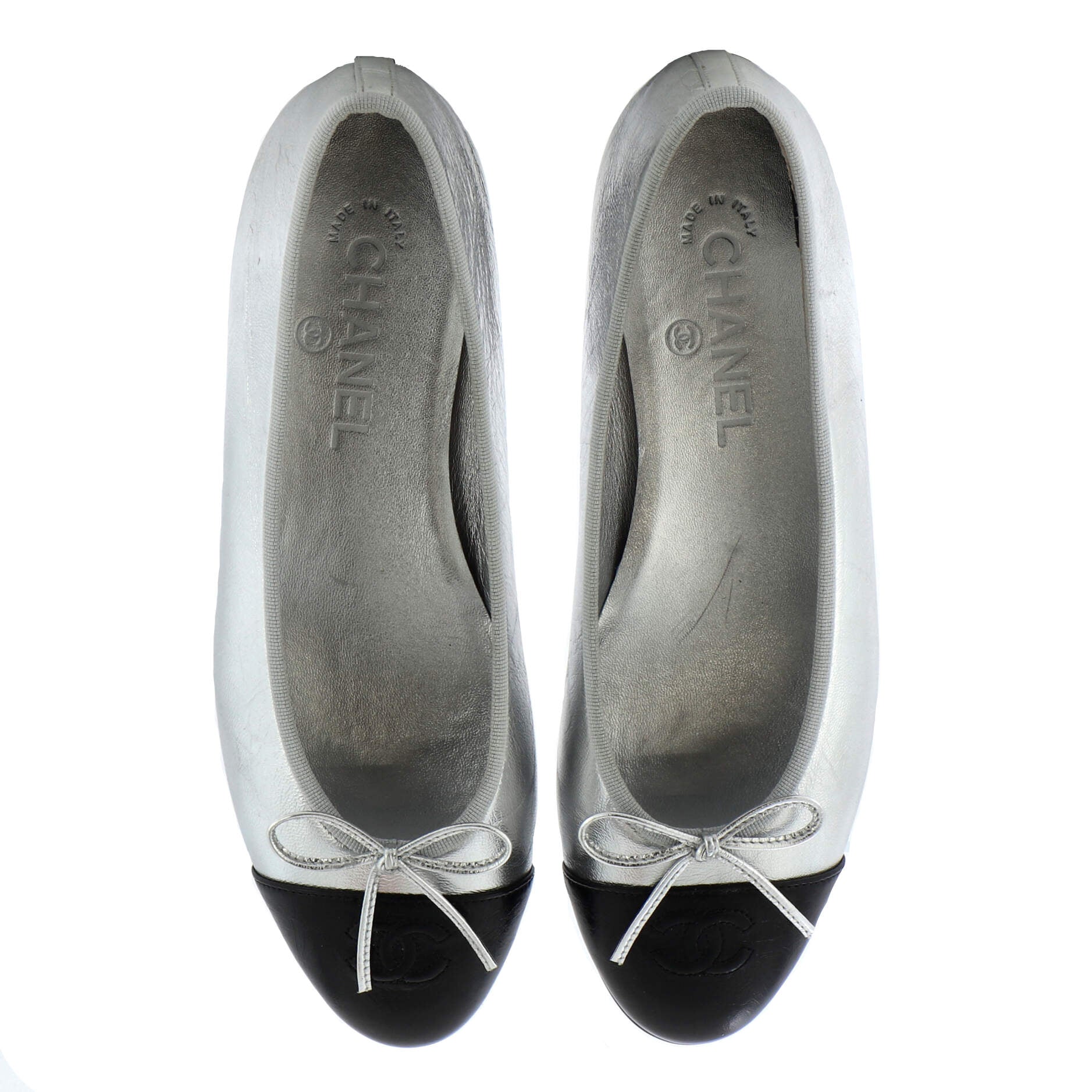 Women's CC Cap Toe Bow Ballerina Flats Leather