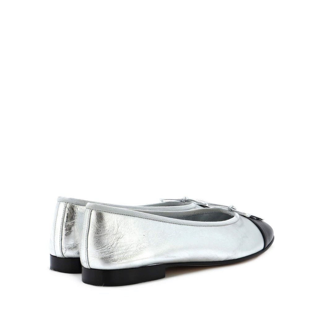 Women's CC Cap Toe Bow Ballerina Flats Leather