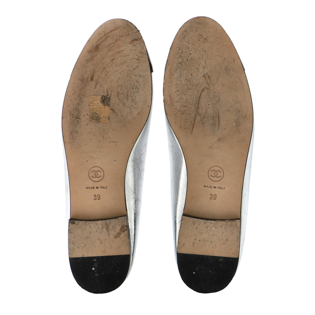Women's CC Cap Toe Bow Ballerina Flats Leather