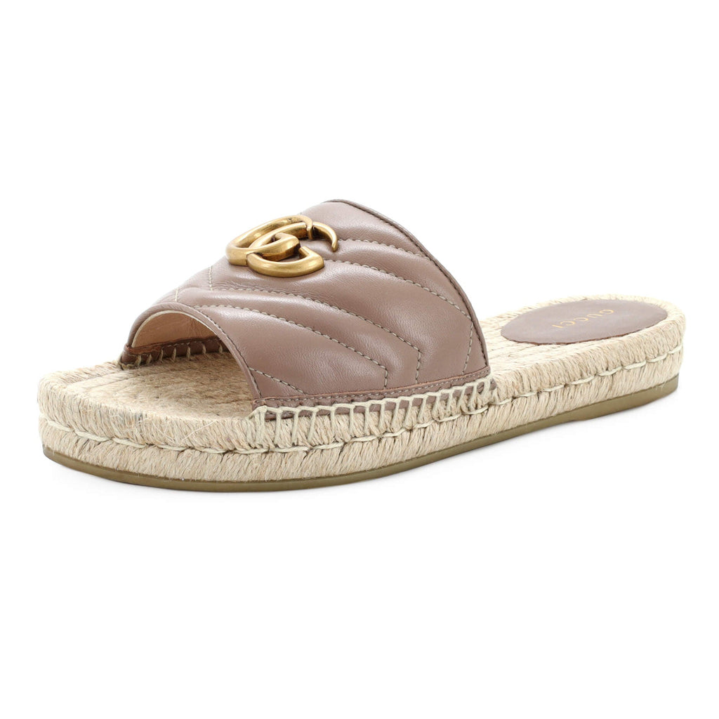 Women's GG Marmont Espadrilles Slide Sandals Matelasse Leather