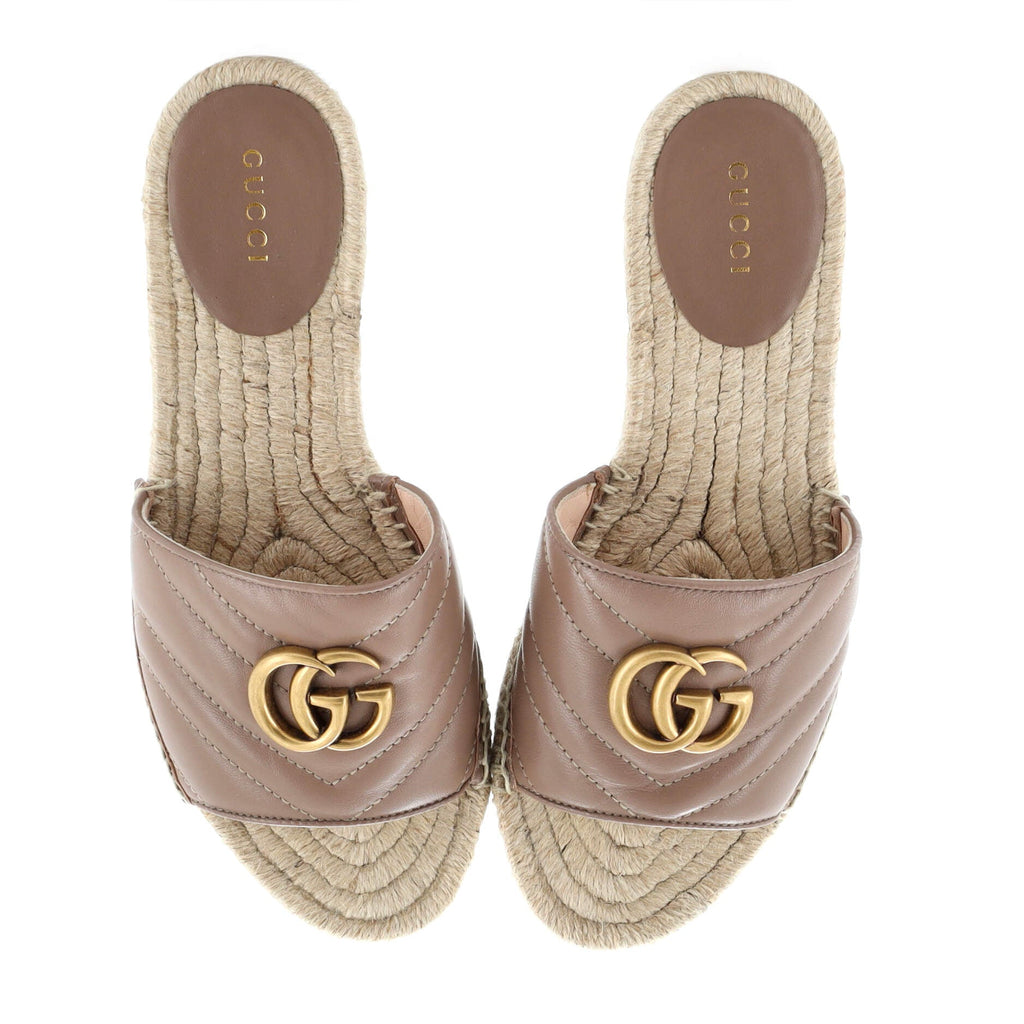 Women's GG Marmont Espadrilles Slide Sandals Matelasse Leather