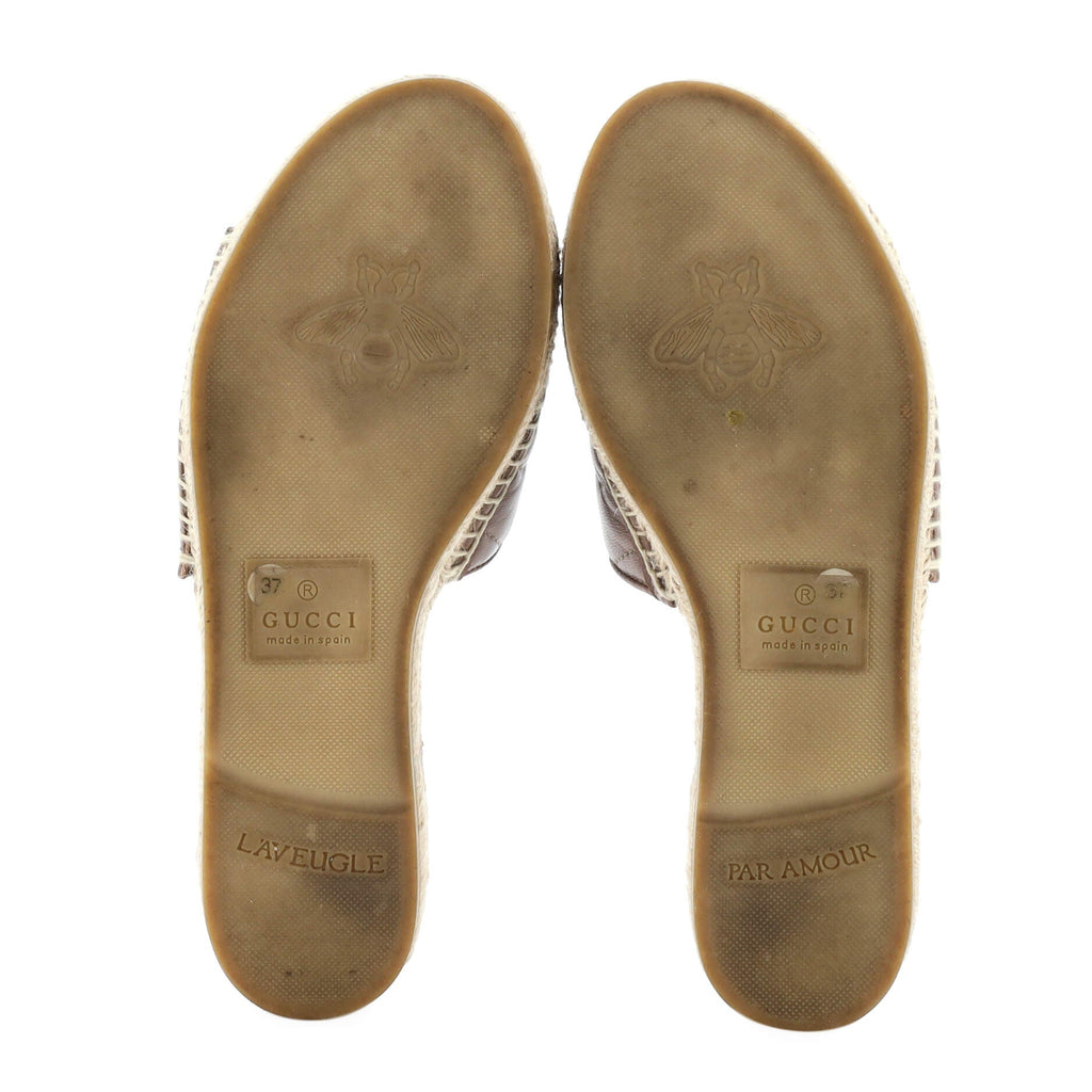Women's GG Marmont Espadrilles Slide Sandals Matelasse Leather