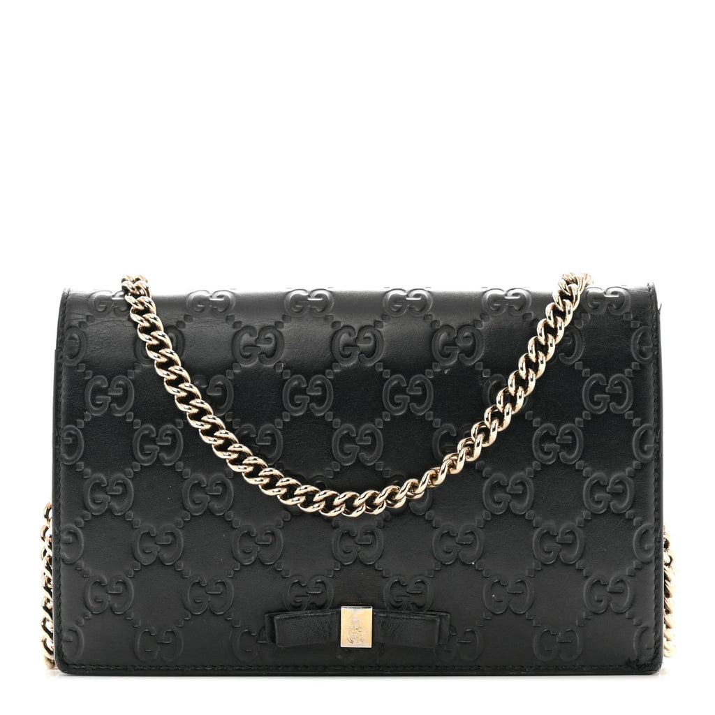 Guccissima Signature Bowy Chain Wallet Black