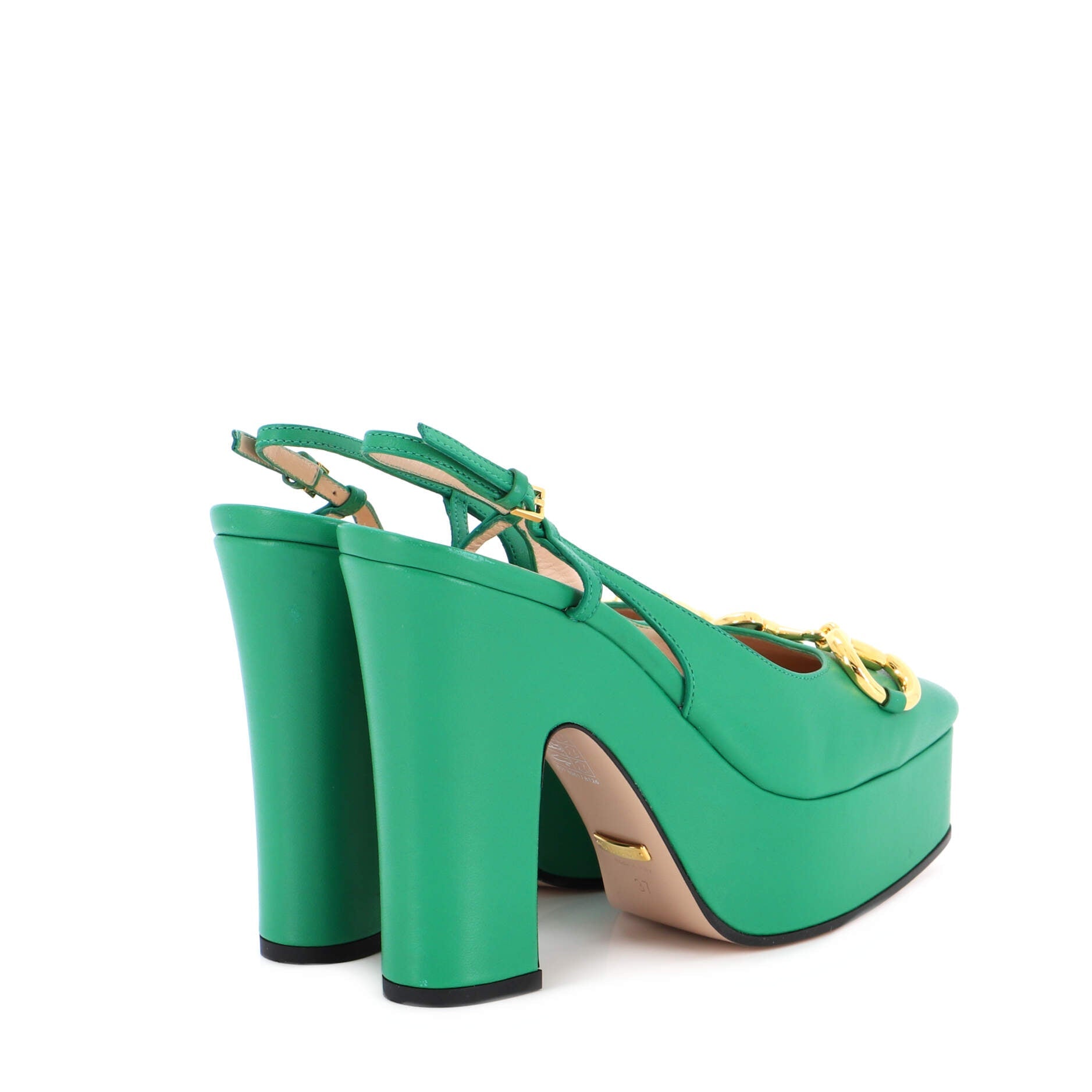 Women's Horsebit Platform Slingback Pumps Leather