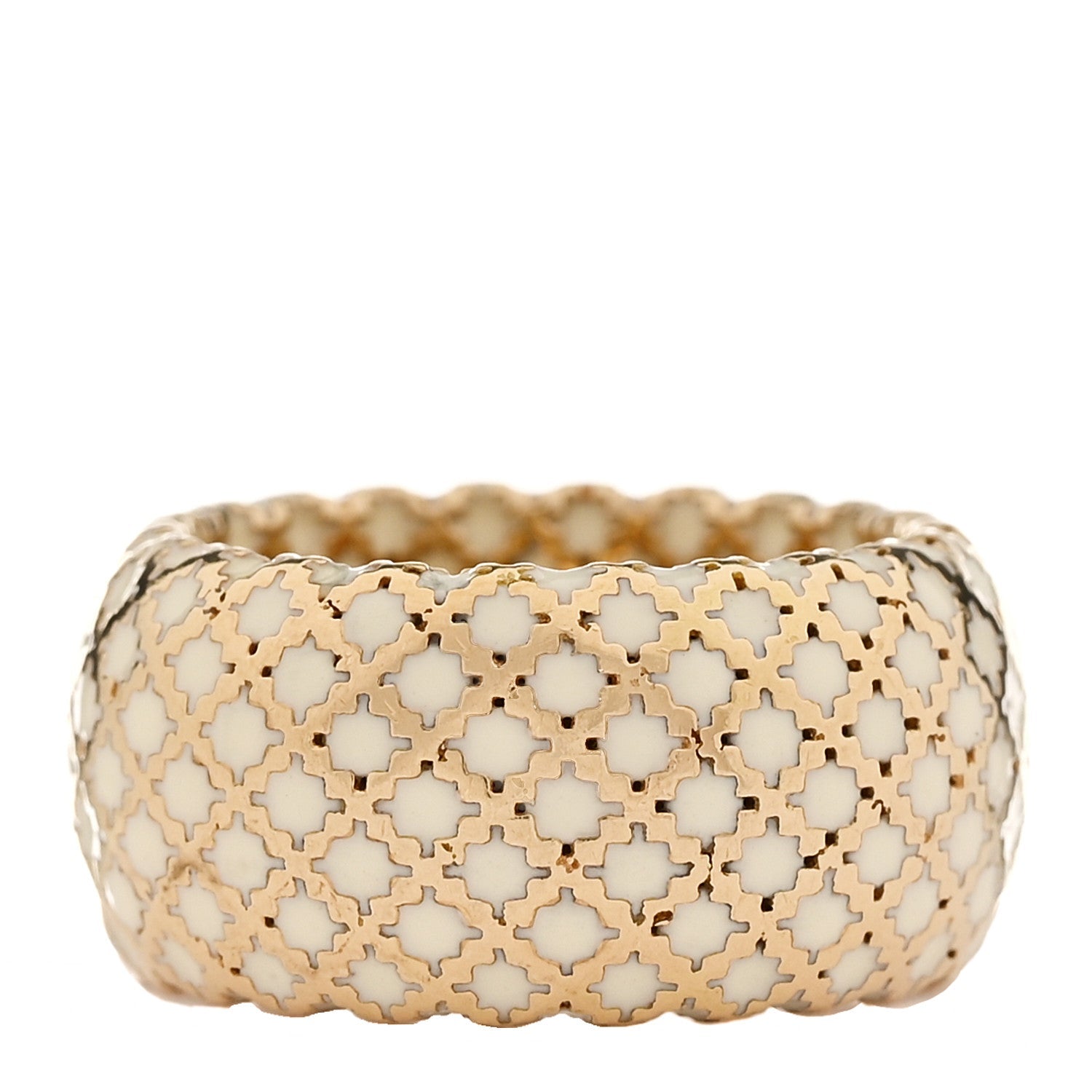 18K Yellow Gold Enamel Diamantissima Ring 48 4.5 White