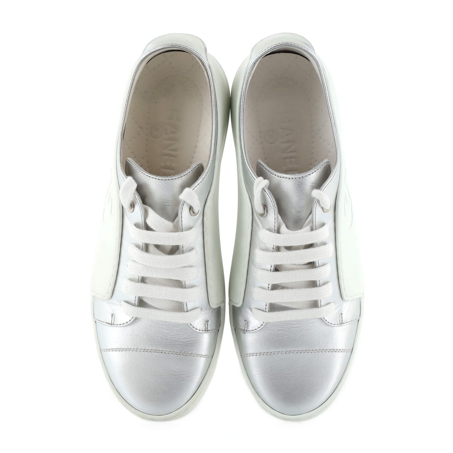 Women's Embossed CC Low-Top Sneakers Rubber with Leather