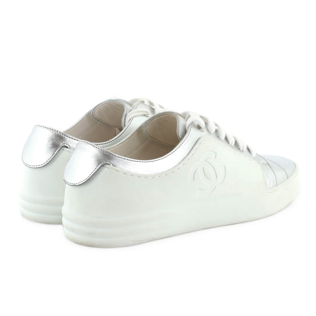 Women's Embossed CC Low-Top Sneakers Rubber with Leather