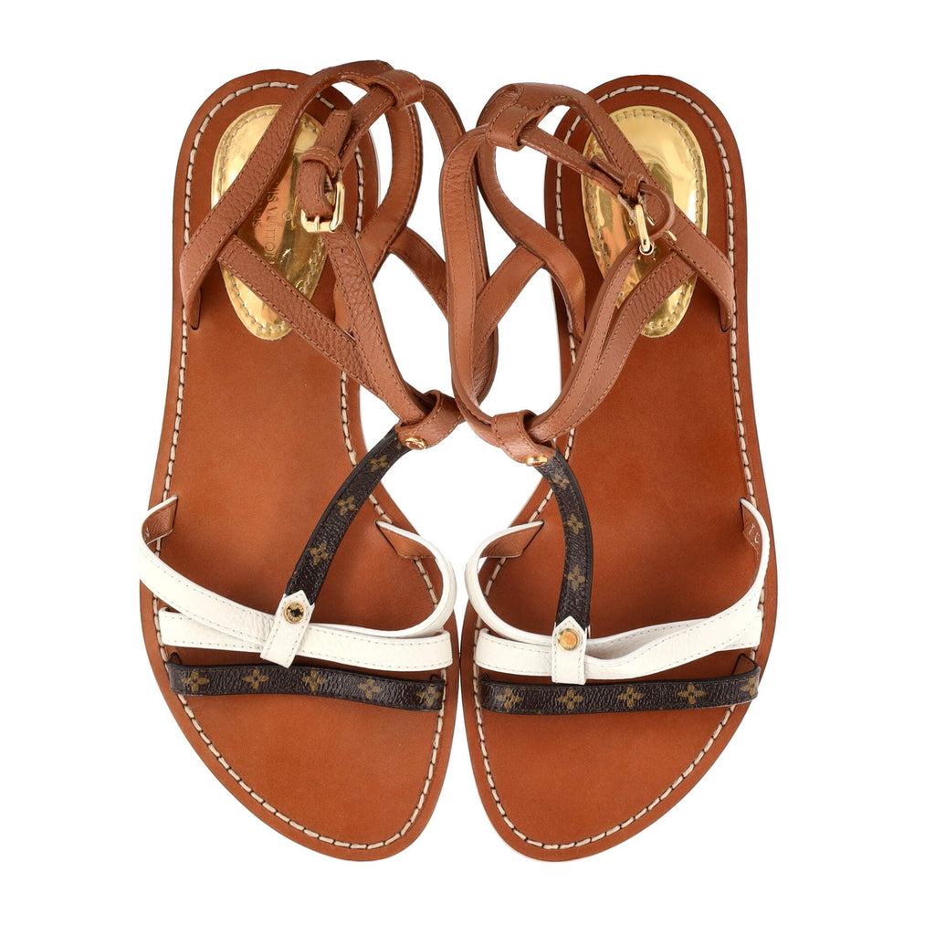 Women's Explorer Flat Sandals Leather and Monogram Canvas
