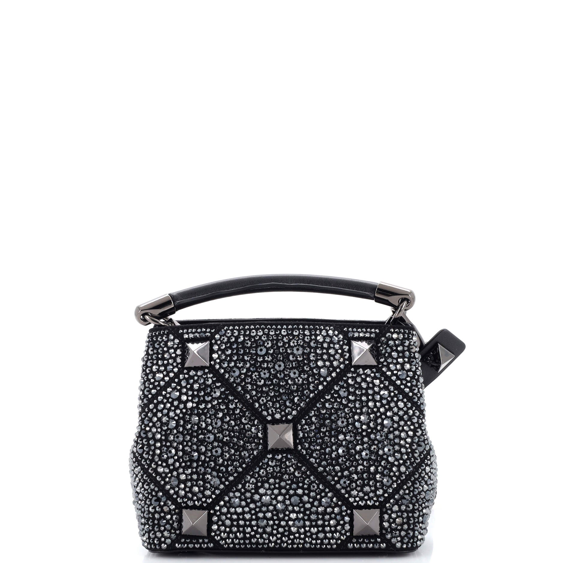 Roman Stud Top Handle Bag Embellished Suede Mini