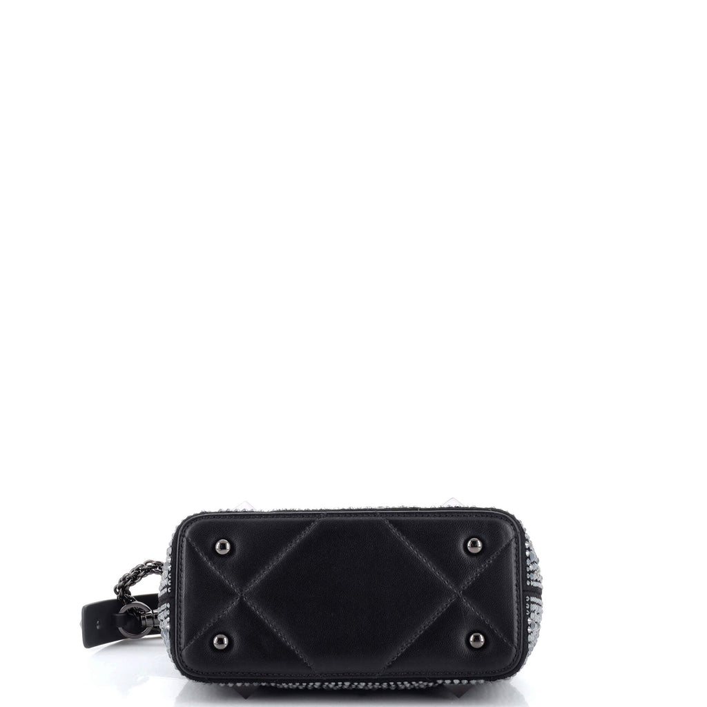 Roman Stud Top Handle Bag Embellished Suede Mini