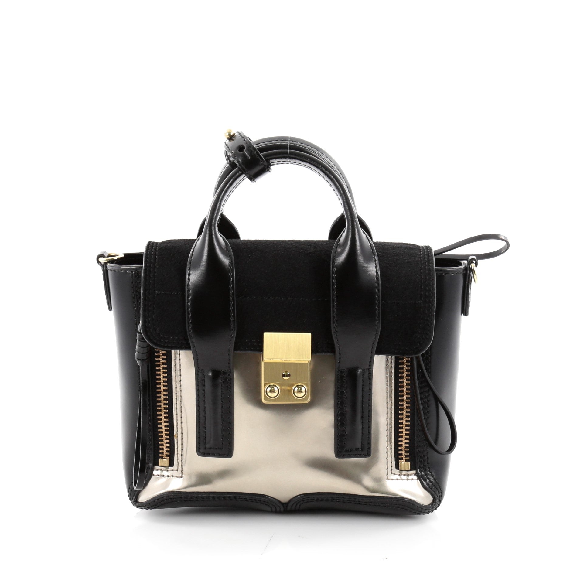 Pashli Satchel Leather and Calf Hair Mini