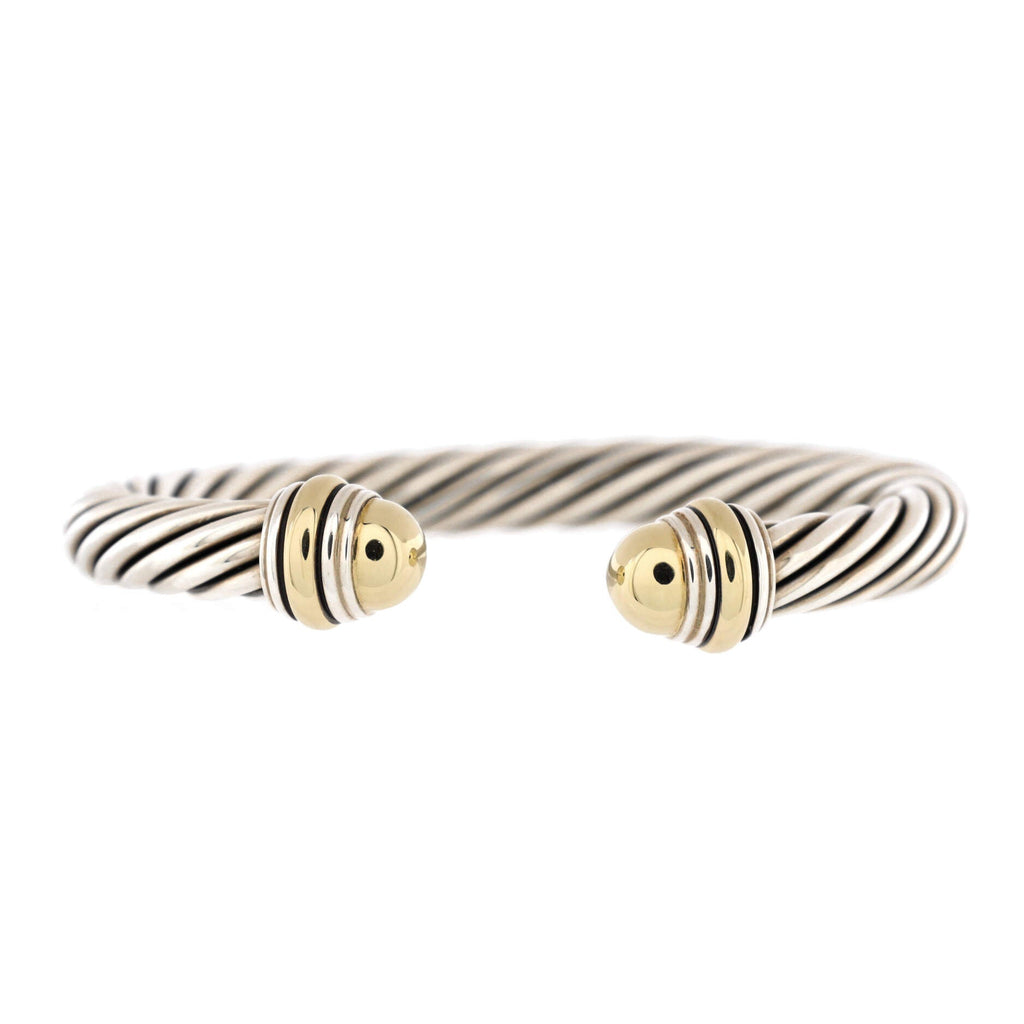 Cable Classic Bracelet Sterling Silver with 14K Yellow Gold 7mm