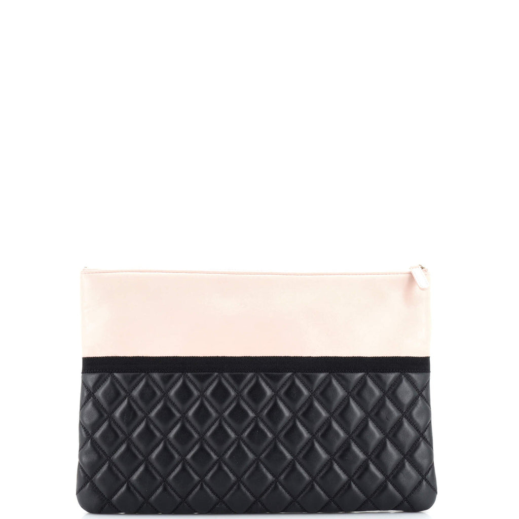Pearl O Case Clutch Quilted Lambskin and Calfskin Large