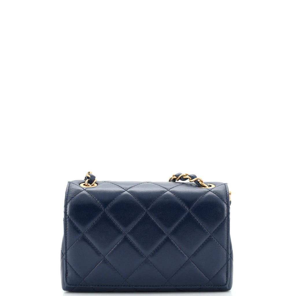 CC Diamond Lock Flap Bag Quilted Lambskin Mini