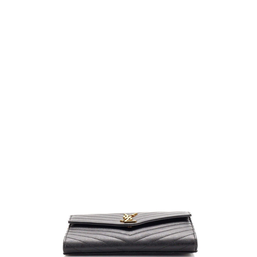 Classic Monogram Envelope Wristlet Clutch Matelasse Chevron Leather