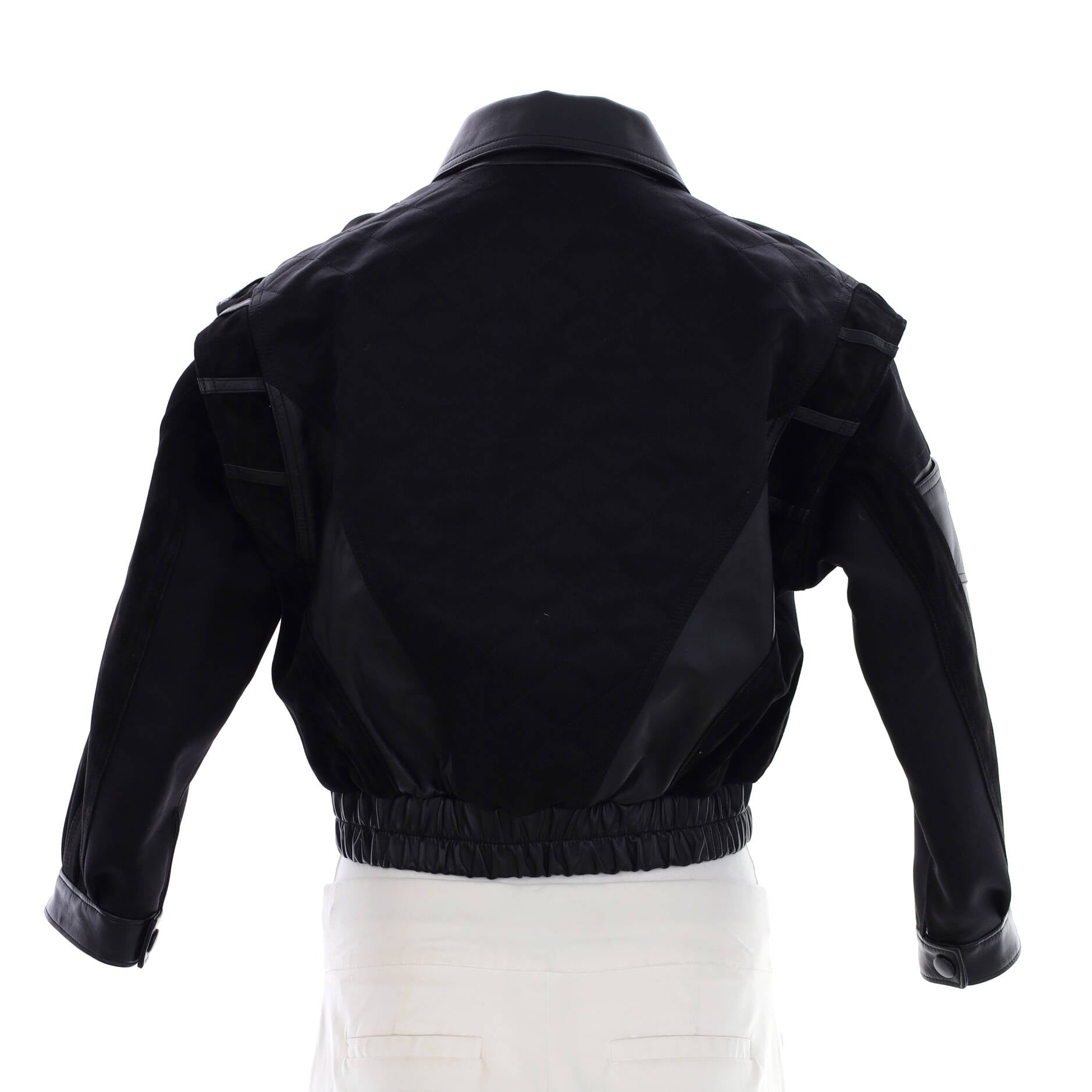 Women's Cropped Biker Jacket Leather and Suede with Quilted Silk Blend