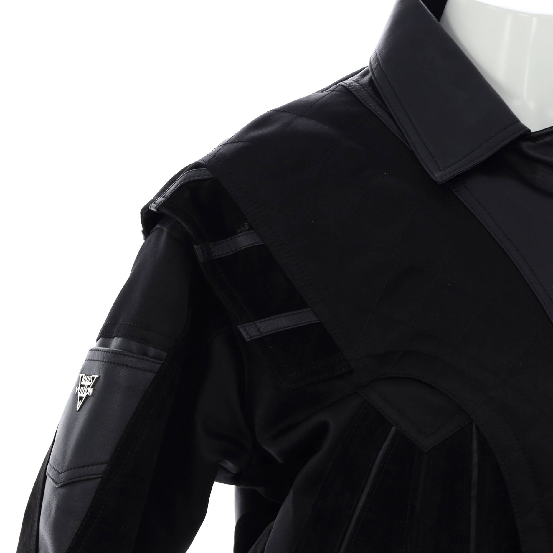 Women's Cropped Biker Jacket Leather and Suede with Quilted Silk Blend