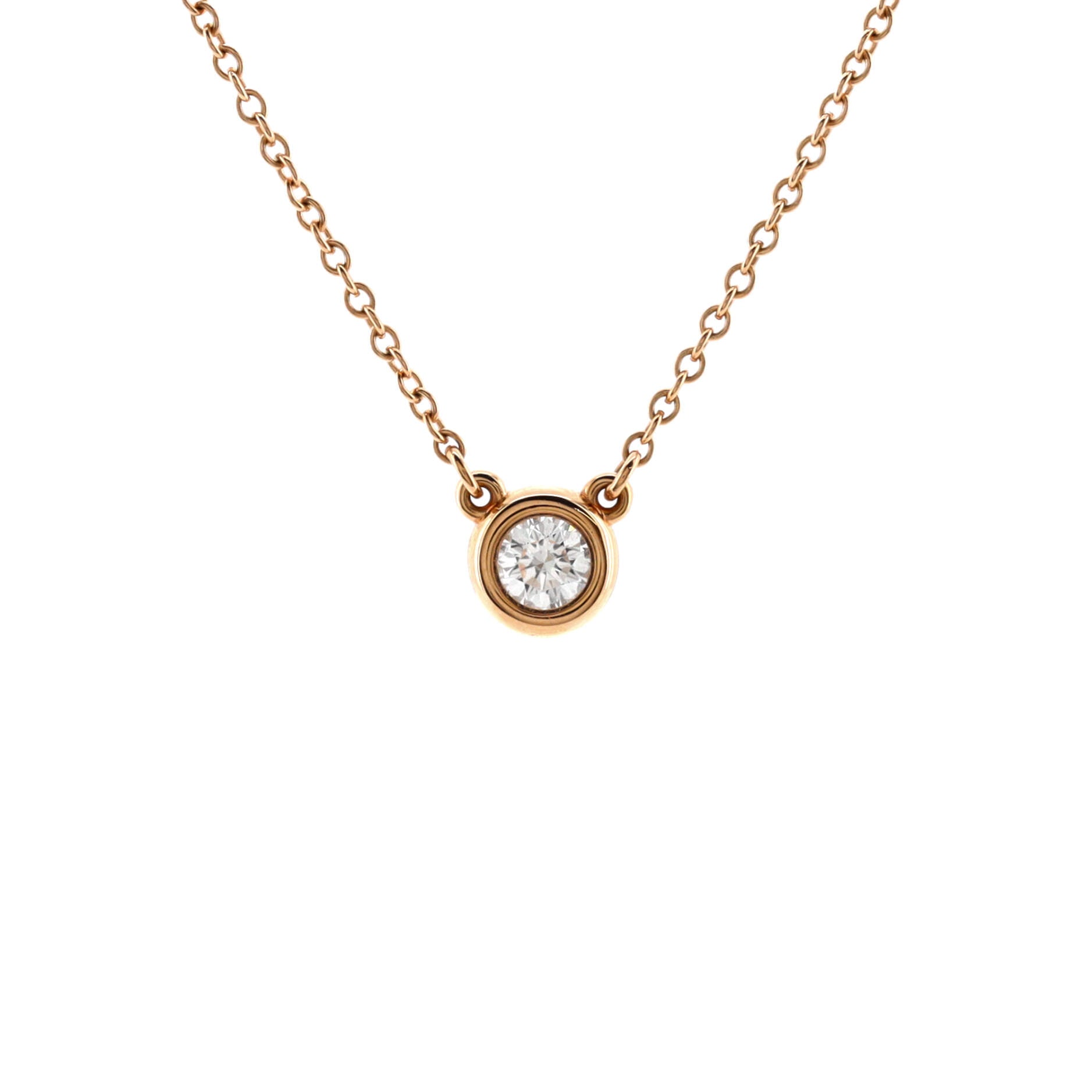 Elsa Peretti Diamonds By The Yard Pendant Necklace 18K Rose Gold with Diamond 0.14CT