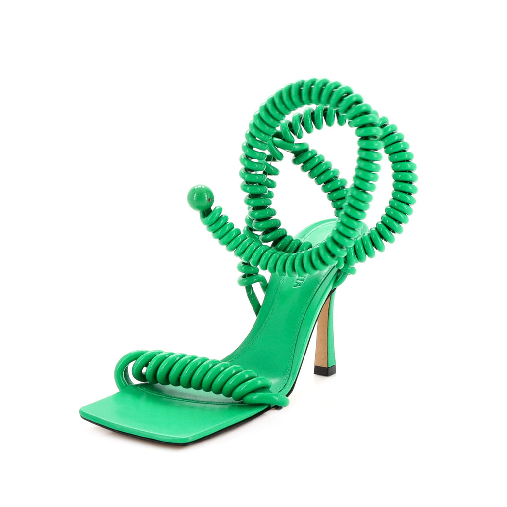 Women's Wire Stretch Heeled Sandals Leather and Rubber
