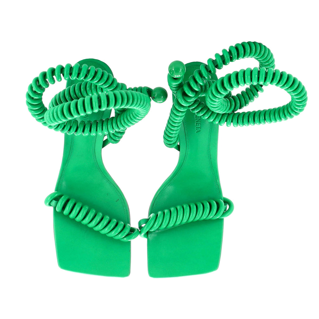 Women's Wire Stretch Heeled Sandals Leather and Rubber