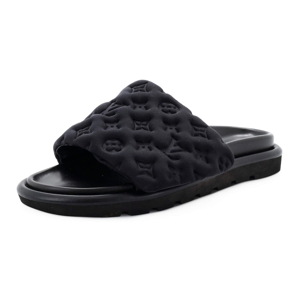 Women's Pool Pillow Comfort Mule Sandals Monogram Puffer Fabric