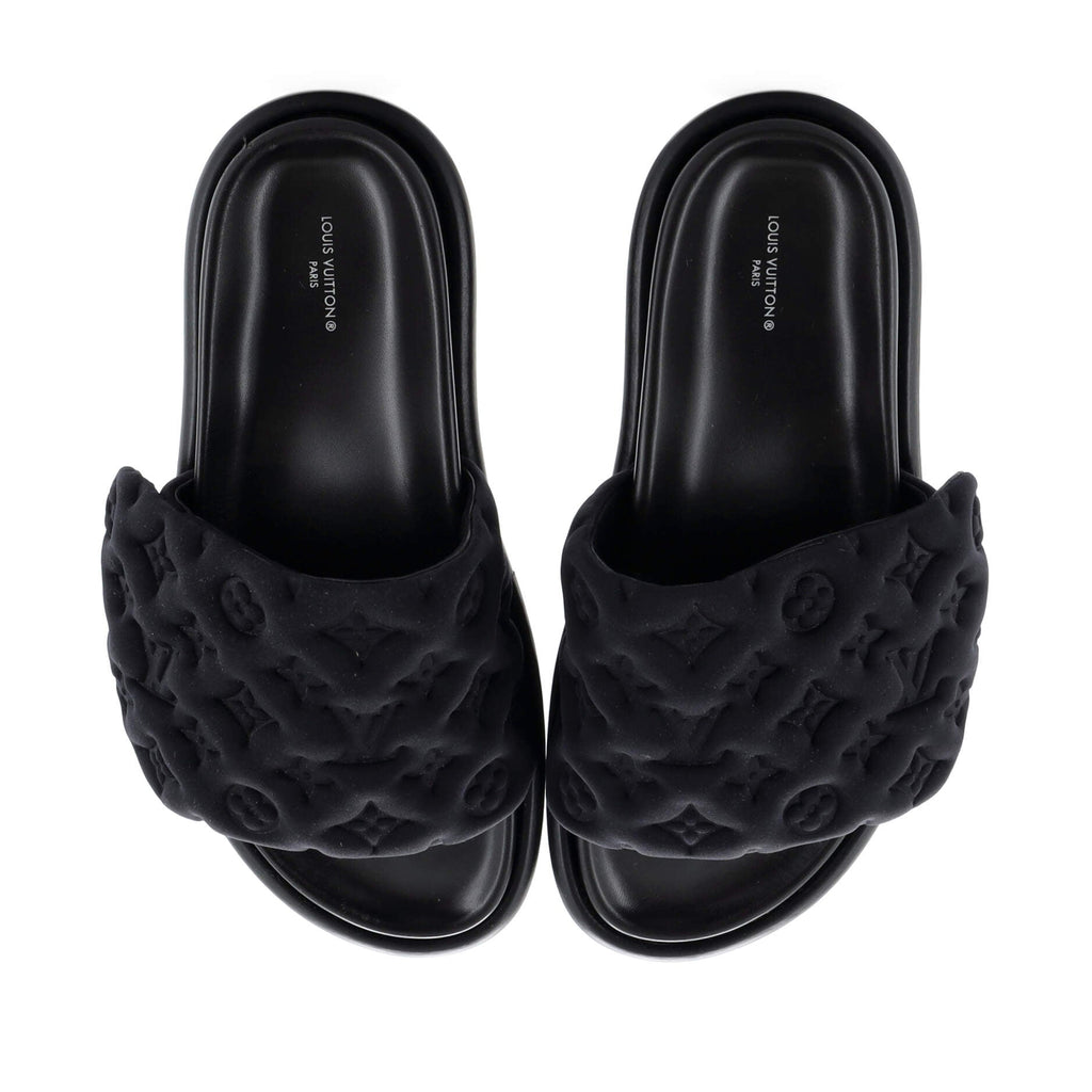 Women's Pool Pillow Comfort Mule Sandals Monogram Puffer Fabric