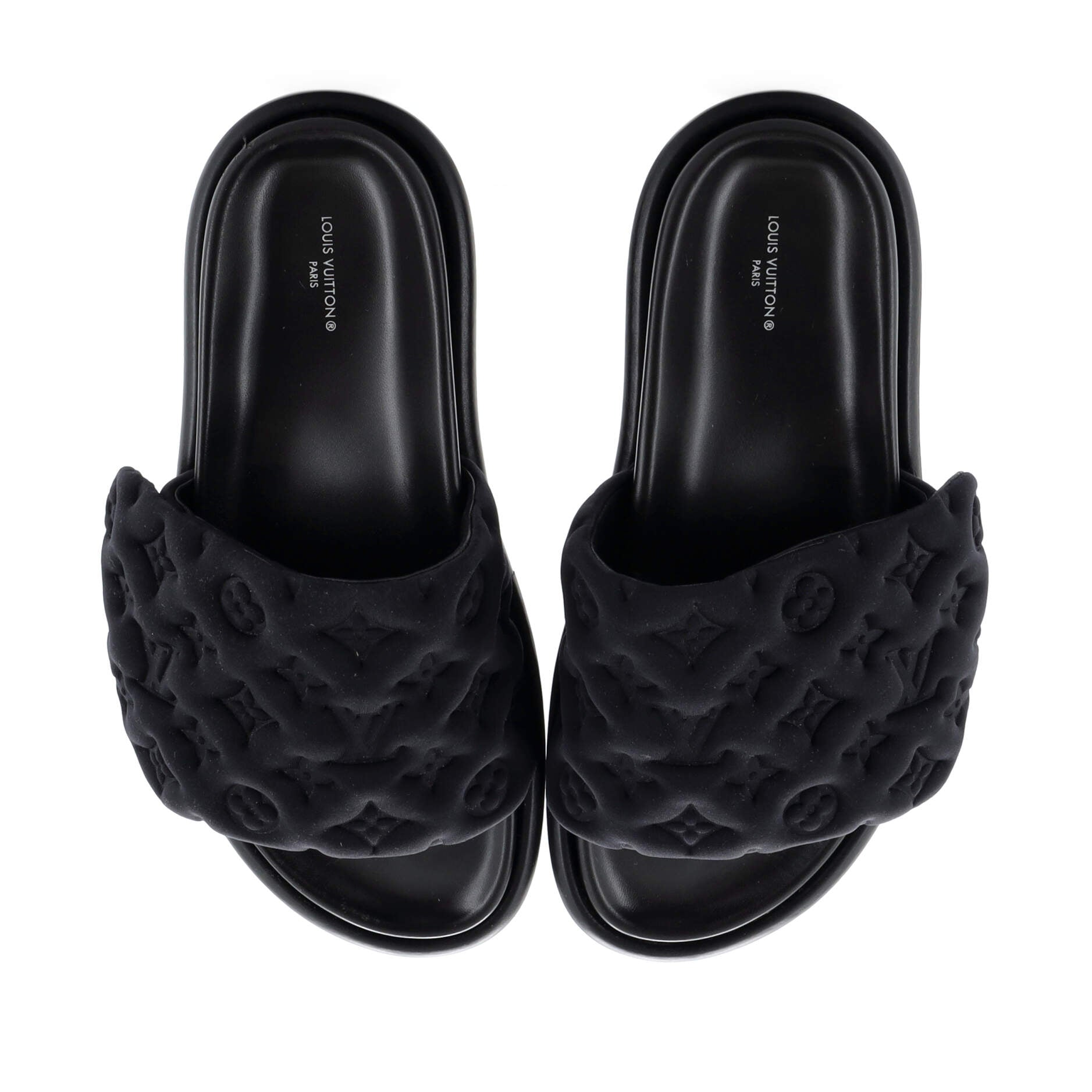 Women's Pool Pillow Comfort Mule Sandals Monogram Puffer Fabric