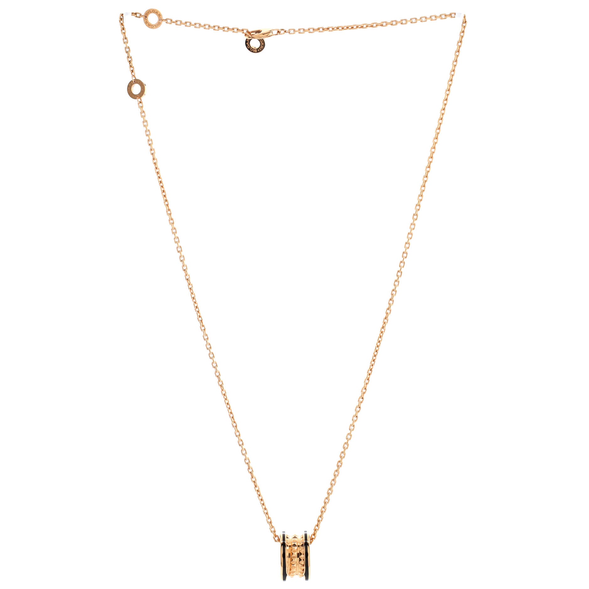 B.Zero 1 Rock Round Pendant Necklace 18K Rose Gold with Ceramic Small