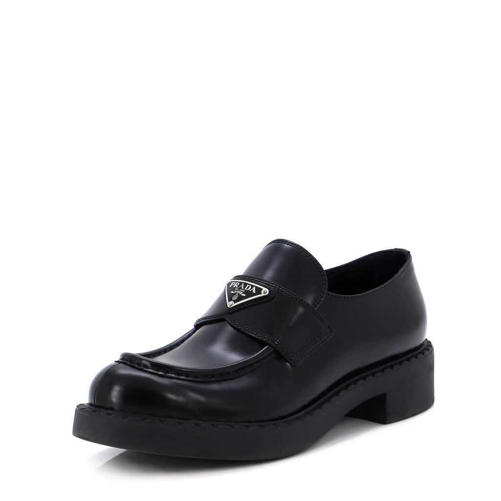 Women's Triangle Logo Loafers Spazzolato Leather