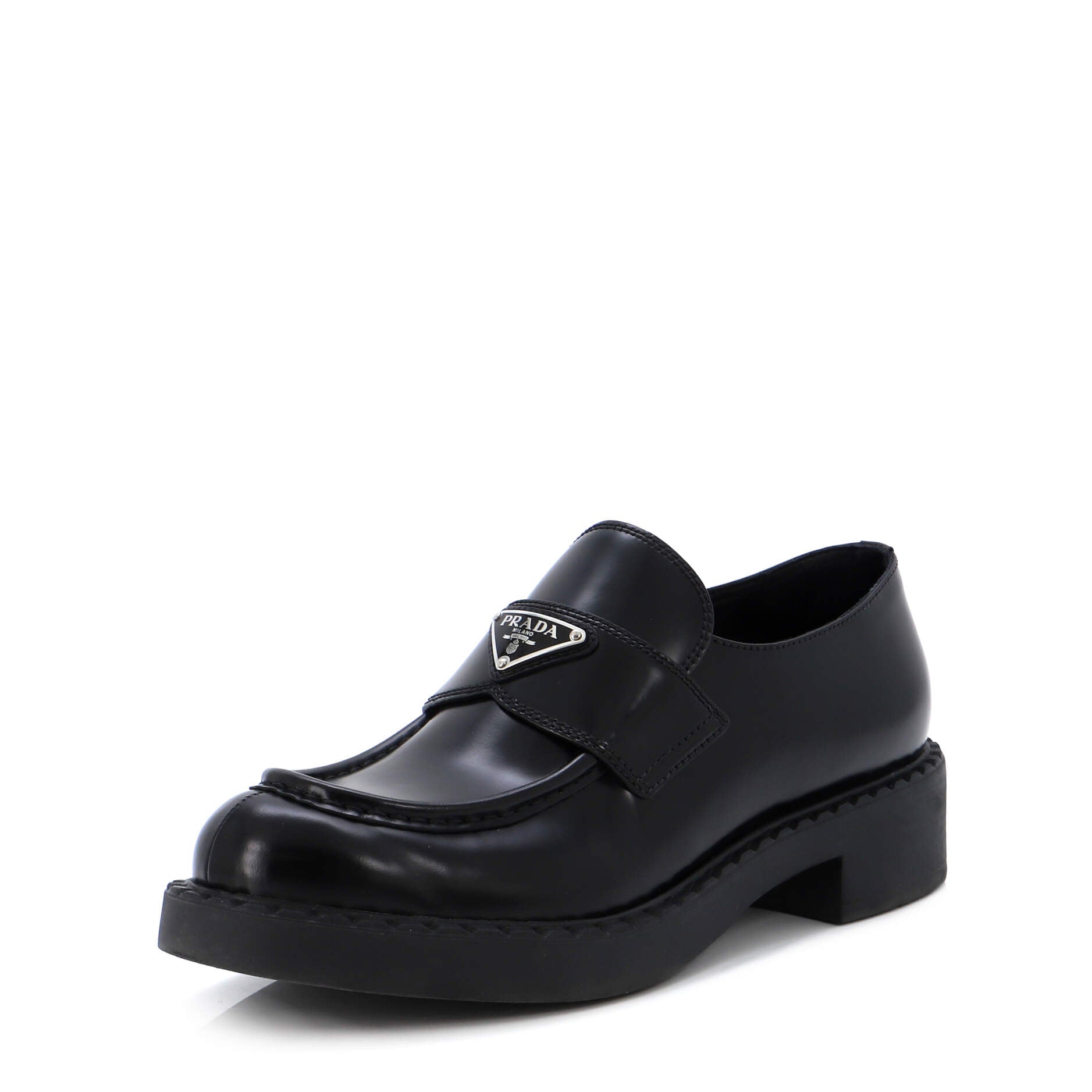 Women's Triangle Logo Loafers Spazzolato Leather