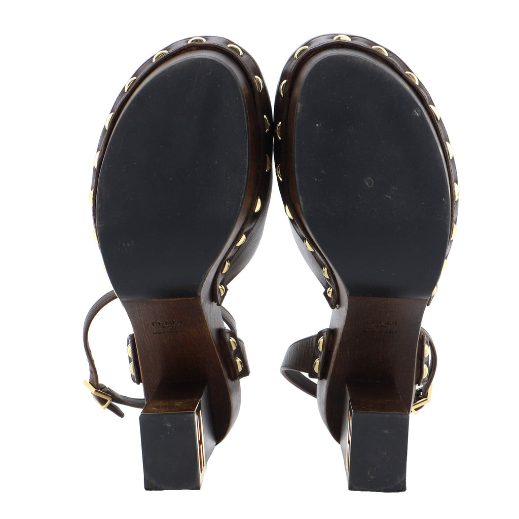 Women's FF Block Heel Clogs Leather