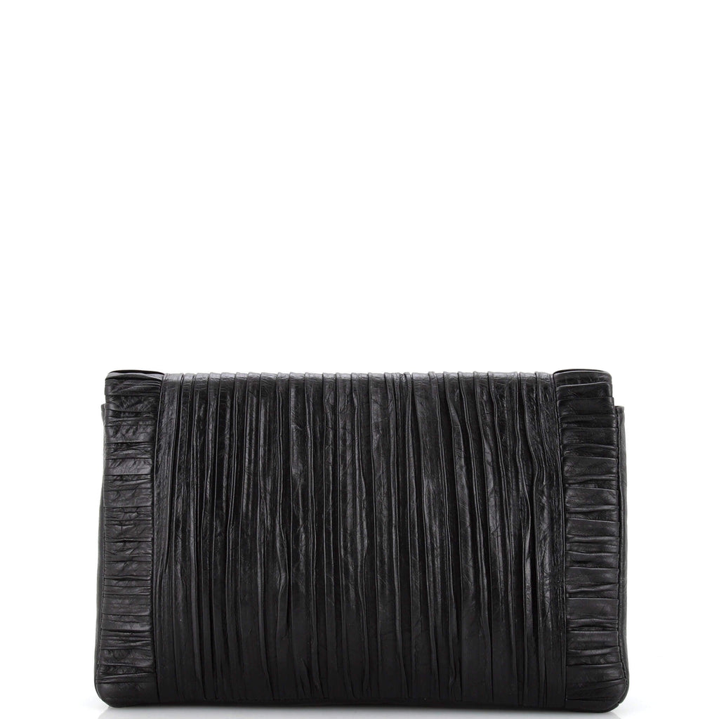 Coco Pleats Flap Clutch Pleated Crumpled Calfskin Small
