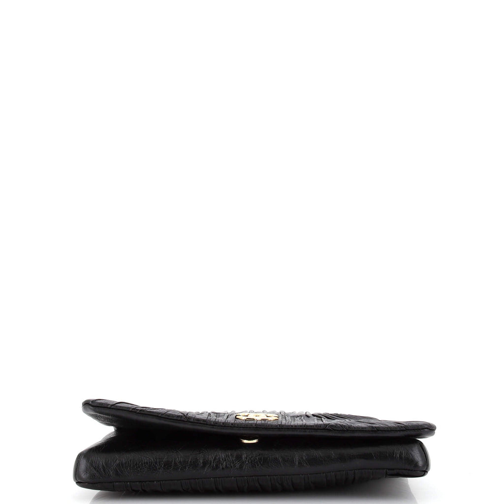 Coco Pleats Flap Clutch Pleated Crumpled Calfskin Small