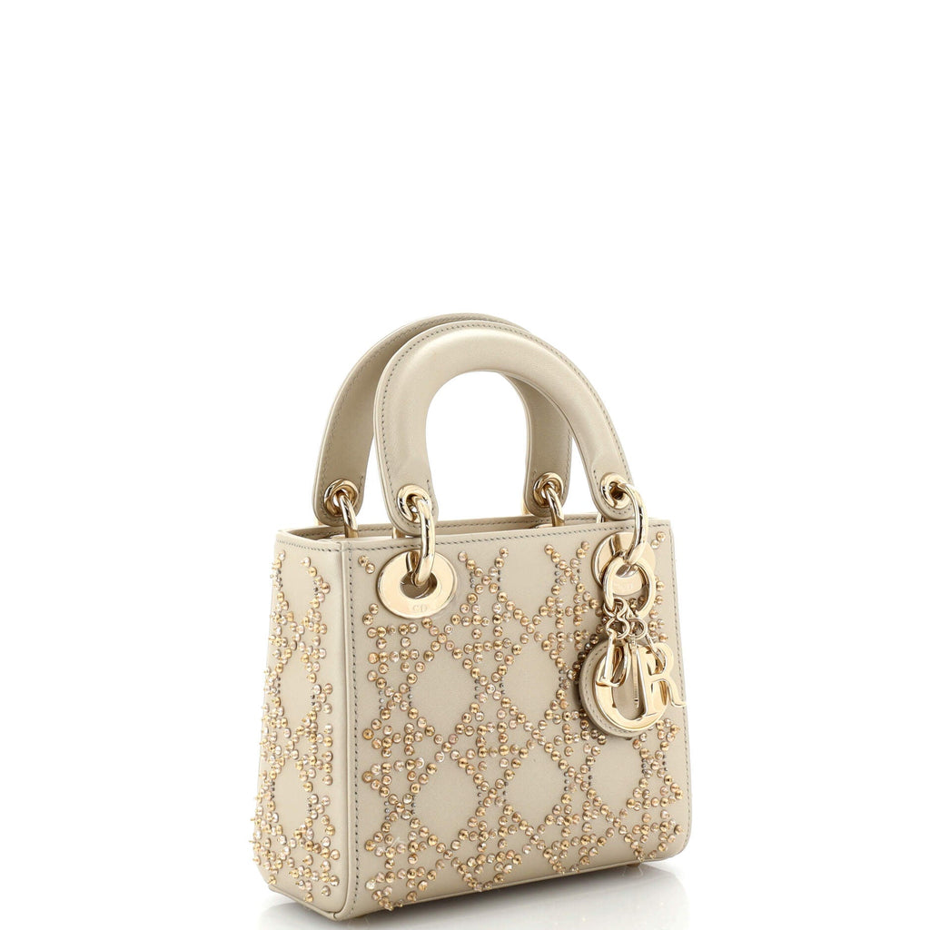 Lady Dior Chain Bag Crystal Embellished Cannage Quilt Leather Mini