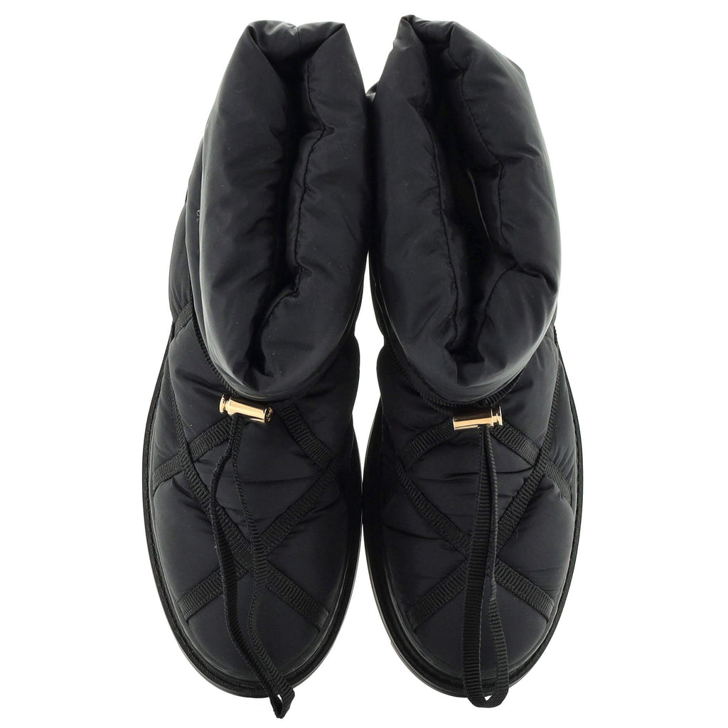 Women's Logo Drawstring Snow Boots Quilted Nylon
